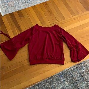Francescas Off the Shoulder Bell Sleeve Sweater